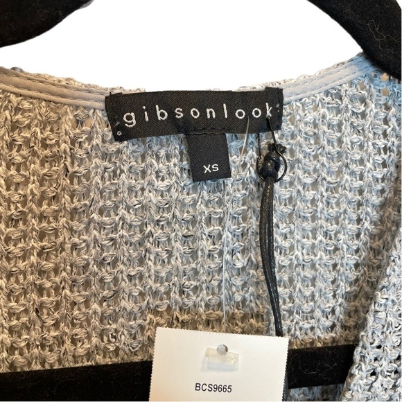 Gibson Look V-Neck Crossover Faux Wrap Surplice Top Marled Knit Grey XS NWT NEW - Picture 4 of 6